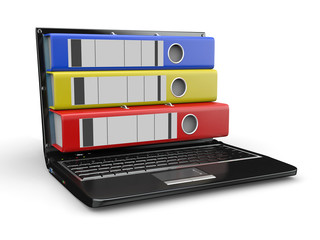 Poster - Archive. Laptop with folders instead of the screen