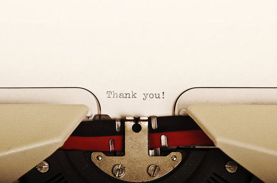 Thank you written with a typewriter