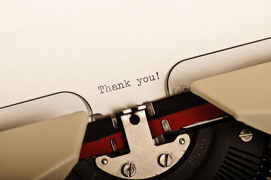 Thank you written with a typewriter