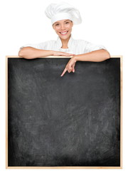 Wall Mural - Chef showing menu sign