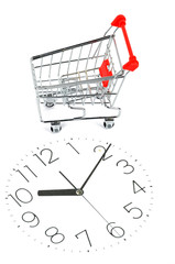 Poster - Shopping cart and clock face