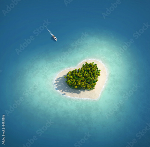 Foto-Kassettenrollo - Paradise Island in the form of heart (von Musicman80)