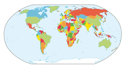 Naklejka na meble World map. Actual new version with South Sudan.