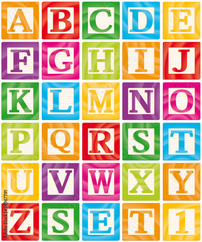 Plakat na zamówienie Vector Baby Blocks Set 1 of 3 - Capital Letters Alphabet