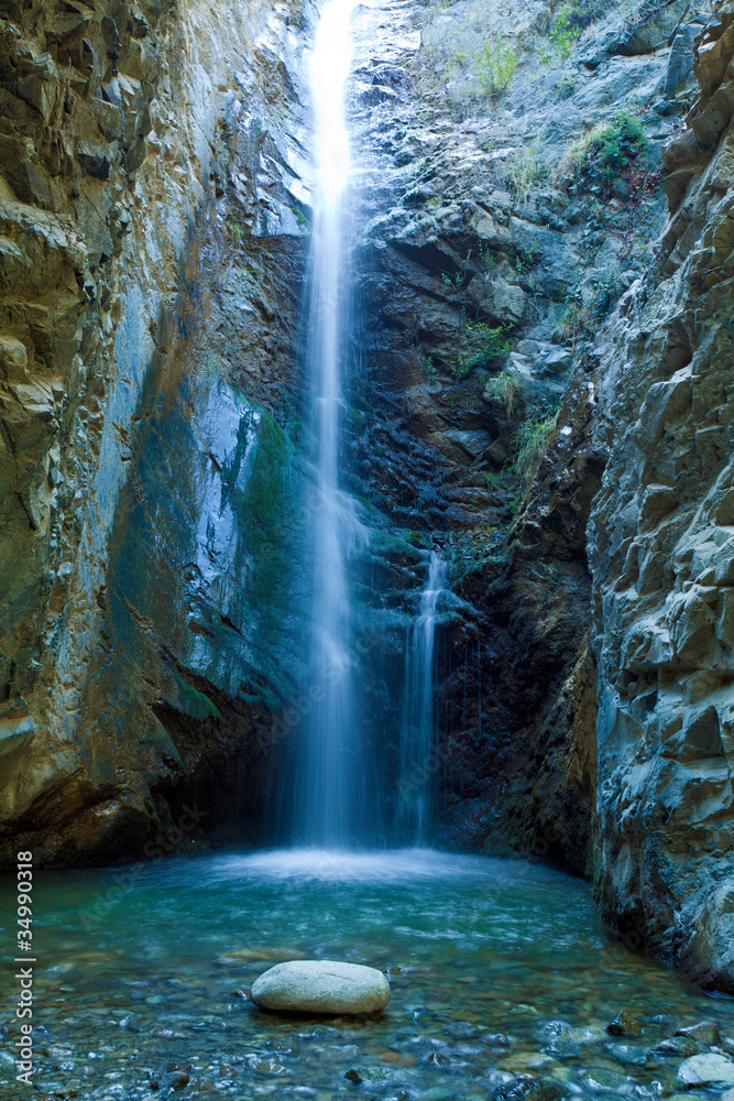 Chantara Waterfalls in Trodos mountains, Cyprus - obrazy, fototapety, plakaty 