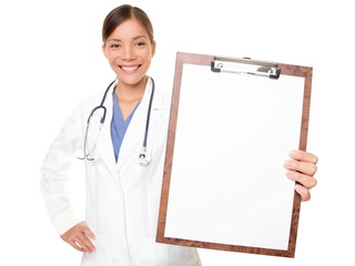 Wall Mural - Medical sign - doctor showing clipboard