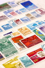 Postage Stamps With Selective Focus