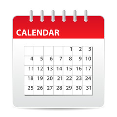 red calendar icon with days of month