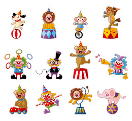 Wall Mural - cartoon happy circus show icons collection.