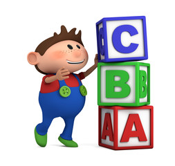 Wall Mural - school boy with ABC blocks