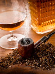 smoking pipe, tobacco  and liquor