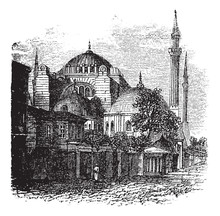 Hagia Sophia In Istanbul, Turkey, Vintage Engraving
