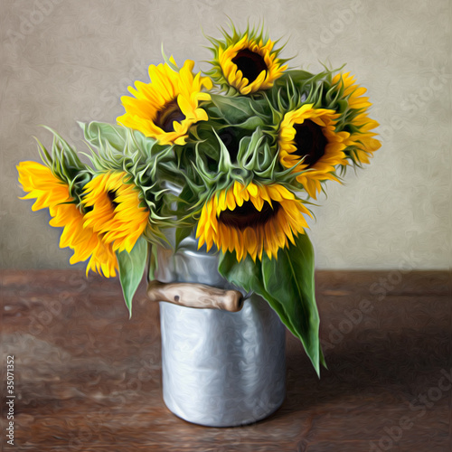 Plakat na zamówienie Stilleben mit Sonnenblumen