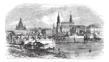 Dresden In Saxony, Germany, Vintage Engraving