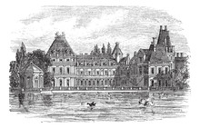 Fontainebleau Palace In Paris, France, Vintage Engraving