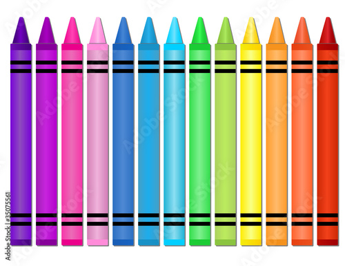 Naklejka - mata magnetyczna na lodówkę Crayons -Set of crayons displayed in a horizontal spectrum