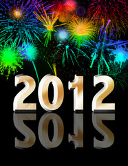 Wall Mural - Happy new year 2012 with fireworks background