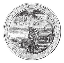 Great Seal Of The State Of Iowa  USA Vintage Engraving
