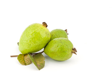 fresh guava fruit on white background