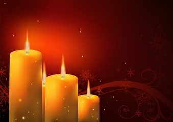 Christmas Background - Christmas candles and Floral