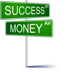 Success-money direction sign.