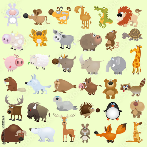 Naklejka na kafelki Big vector cartoon animal set
