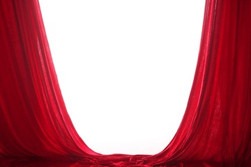 red curtains with free white space