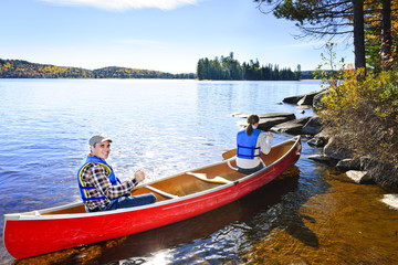 Poster - Canoeing near lake shore