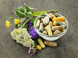 Fototapeta Dmuchawce - Herbal medicine and herbs