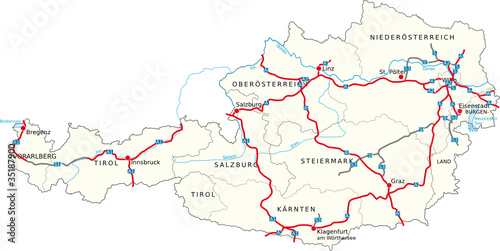 Österreich-Autobahnen, Schnellstraßen Stock-Vektorgrafik | Adobe Stock