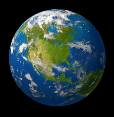 earth planet featuring north america on black