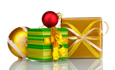 Beautiful bright gifts and Christmas decoration