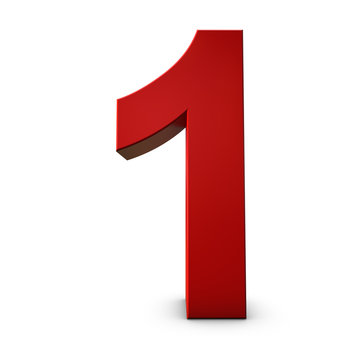 Red Number 1 3d render illustration
