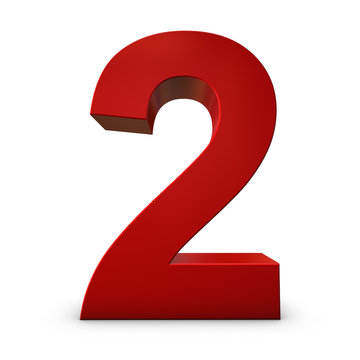 Red Number 2 3d render illustration