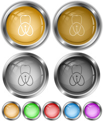 Sticker - Stethoscope. Vector internet buttons.