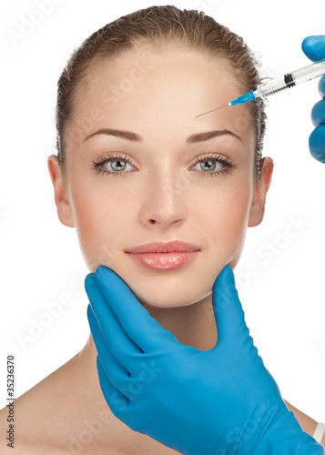 Cosmetic injection in face Obraz na płótnie