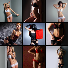 A Collage Of Images With Young Women In Sexy Clothes