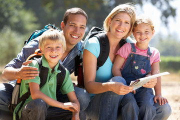 Young family on country walk