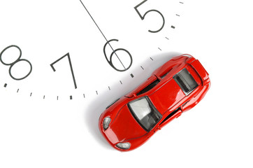 Toy car and clock face