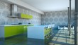 Wohndesign - Küche im Loft grün