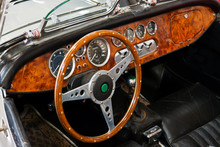 Interior And Dashboard On A Vintage Sports Car