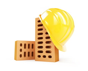 Wall Mural - construction helmet brick