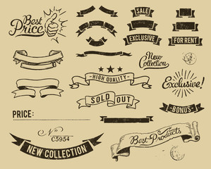 Vintage sale icons set