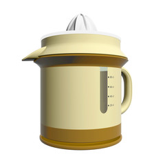 Combination juicer and pitcher, brown and yellow, plastic, 3D il