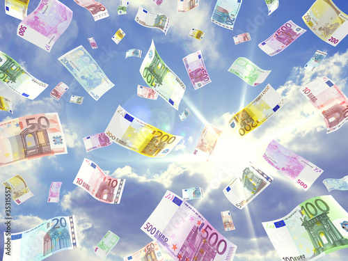 Geldregen aus Wolken Stock-Illustration | Adobe Stock