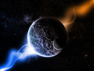 Wall Mural - planets in space and nebula