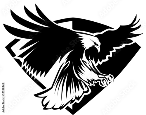 Fotografie, Tablou Eagle Mascot Flying Wings Badge Design