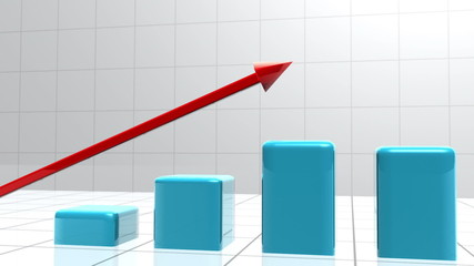 Poster - Blue bar graph appearing from the ground