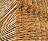 Fototapeta Łazienka - Stacked Pine Timber Planks Drying