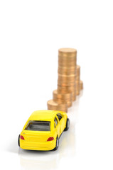 Wall Mural - Toy car and coins